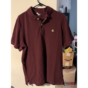 Brooks Brothers 1818 Slim Fit Polo Shirt Mens XL Burgundy Maroon Cotton Pique